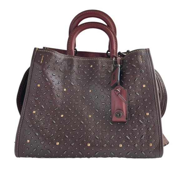Coach | Bags | Coach Rogue Prairie Rivets Oxblood Bag Stud Satchel ...